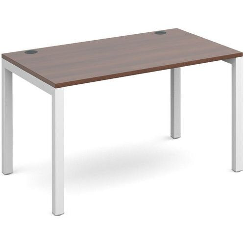 Dams International Rectangular Starter Unit Single Desk with Walnut Melamine Top and White Frame 4 Legs Connex 1200 x 800 x 725mm