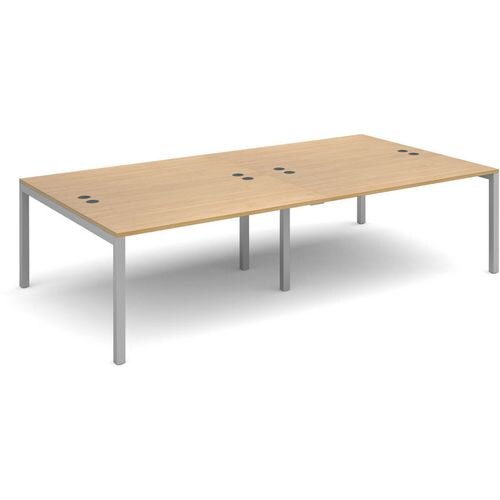 Dams International Rectangular Double Back to Back Desk with Oak Coloured Melamine Top and Silver Frame 4 Legs Connex 2800 x 1600 x 725mm