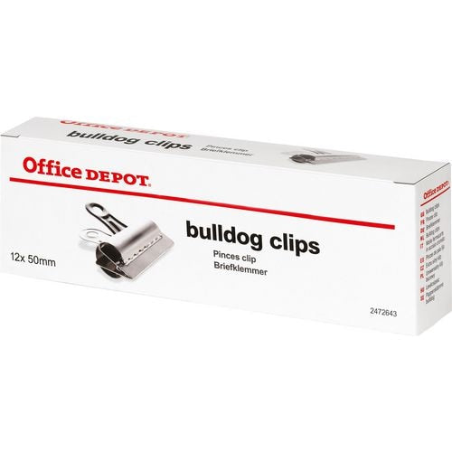 Office Depot Bulldog Clips 50mm Silver Pack of 12