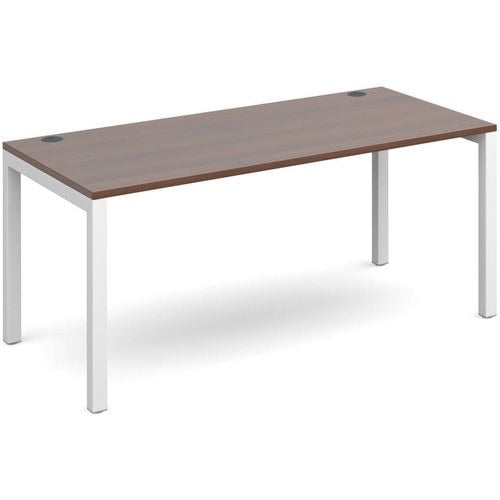 Dams International Rectangular Starter Unit Single Desk with Walnut Melamine Top and White Frame 4 Legs Connex 1600 x 800 x 725mm