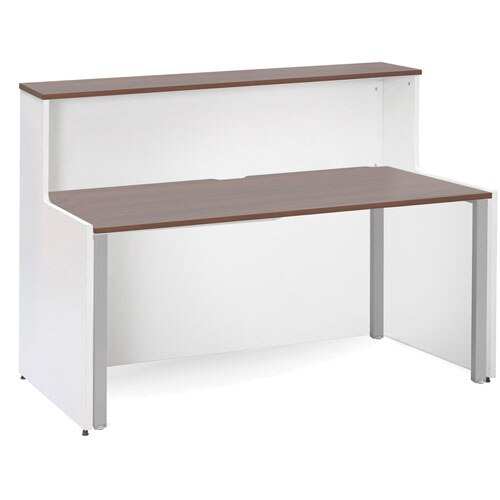 Dams International Rectangular Reception Desk with Walnut Melamine Top and White Frame Adapt 1,462 x 890 x 1,130 mm