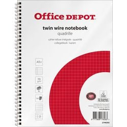 Office Depot Notebook A5+ Squared Spiral Bound Paper Soft Cover White Perforated 160 Pages 80 Sheets Pack of 5