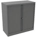 Bisley Tambour Cupboard Lockable with 1 Shelf Steel Essentials 1000 x 470 x 1000mm Grey