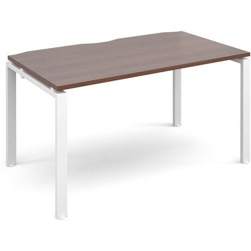 Dams International Rectangular Single Desk with Walnut Melamine Top and White Frame 4 Legs Adapt II 1400 x 800 x 725mm