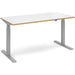 Elev8² Sit Stand Single Desk with White & Oak Edge Coloured Melamine Top and Silver Frame 2 Legs Mono 1600 x 800 x 675 - 1175 mm