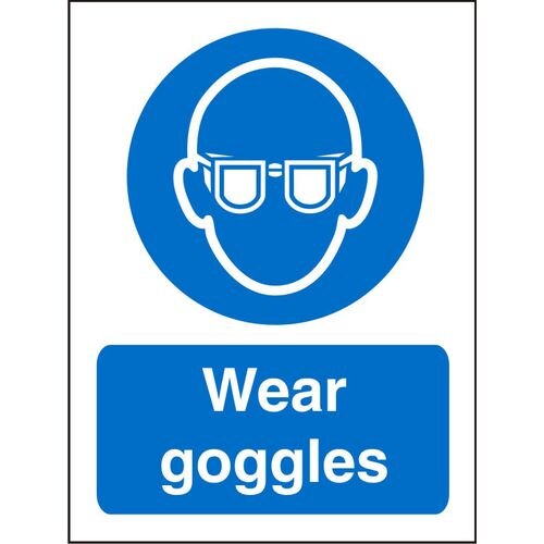 Mandatory Sign Wear Goggles Vinyl 20 x 15 cm