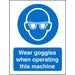 Mandatory Sign Wear Goggles with this Machine Vinyl Blue, White 20 x 15 cm