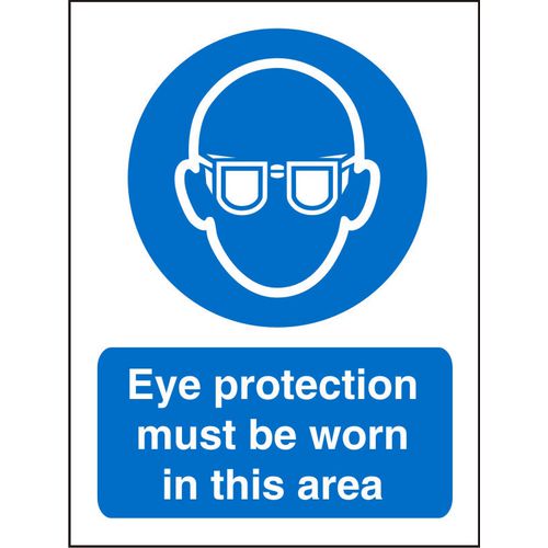 Mandatory Sign Eye Protection in This Area Vinyl Blue, White 20 x 15 cm