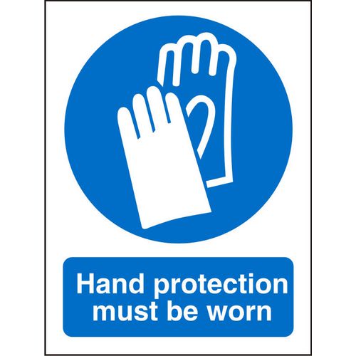 Mandatory Sign Hand Protection Must Be Worn Plastic 30 x 20 cm