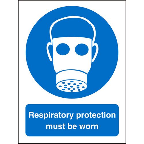 Mandatory Sign Respirator vinyl Blue, White 30 x 20 cm