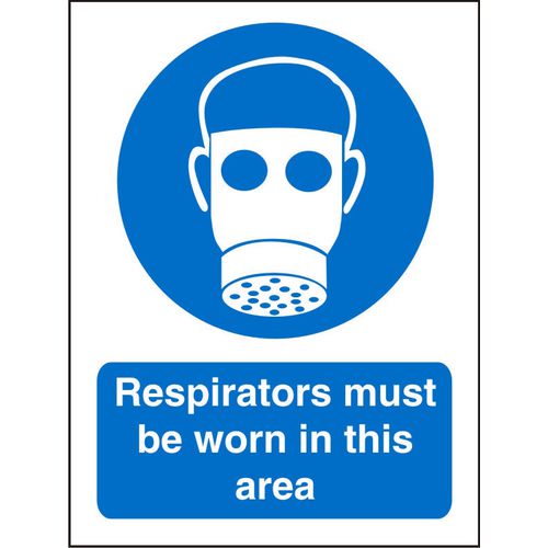 Mandatory Sign Respirators vinyl 20 x 15 cm