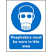 Mandatory Sign Respirators vinyl 20 x 15 cm