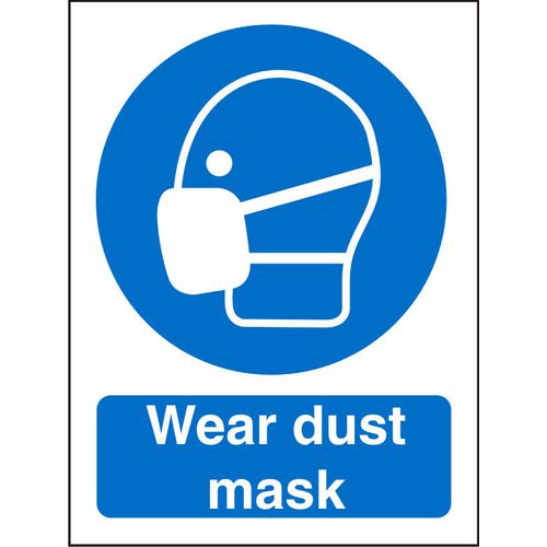 Mandatory Sign Wear Dust Mask Vinyl Blue, White 20 x 15 cm