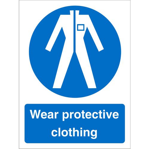 Mandatory Sign Wear Protective Clothing Vinyl 20 x 15 cm