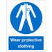 Mandatory Sign Wear Protective Clothing Vinyl 30 x 20 cm