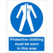 Mandatory Sign Protective Clothing in this Area Plastic 20 x 15 cm