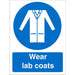 Mandatory Sign Wear Lab Coats Vinyl Blue, White 20 x 15 cm