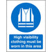 Mandatory Sign High Vis Clothing Must Be Worn Vinyl Assorted Blue, White 20 x 15 cm