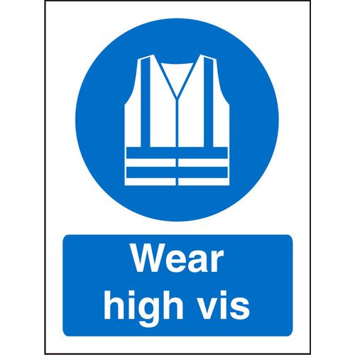 Mandatory Sign Wear High Vis Plastic Blue, White 30 x 20 cm