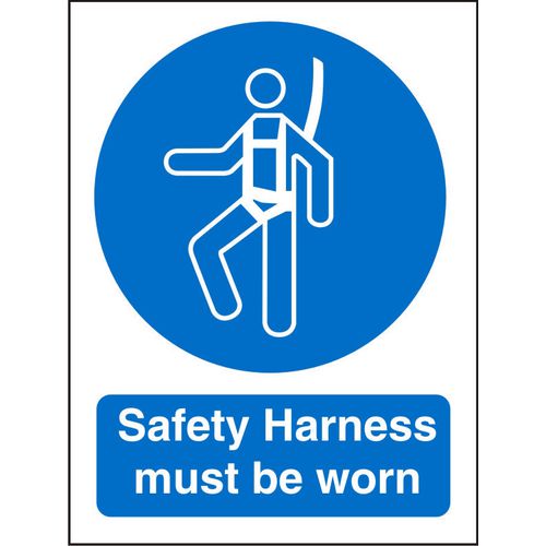 Mandatory Sign Safety Harness Must Be Worn Vinyl 20 x 15 cm