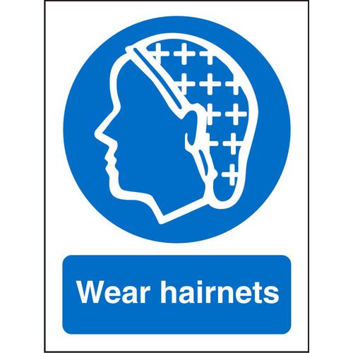 Mandatory Sign Wear Hairnets Plastic Blue, White 20 x 15 cm