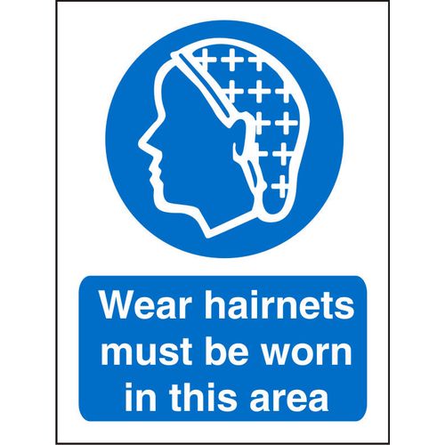 Mandatory Sign Wear Hairnets in this Area Plastic 30 x 20 cm