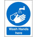 Mandatory Sign Wash Hands Here Vinyl Blue, White 20 x 15 cm