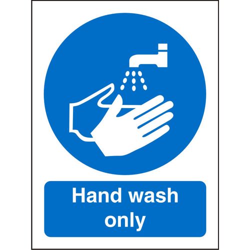 Mandatory Sign Wash Hands Plastic 20 x 15 cm