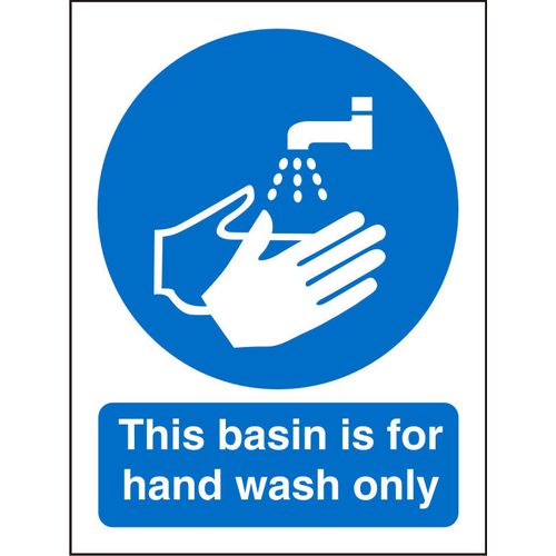 Mandatory Sign This Basin is for Hands Only Vinyl Blue, White 20 x 15 cm