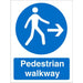 Mandatory Sign Pedestrian Walkway with Right Arrow Vinyl 20 x 15 cm