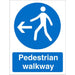 Mandatory Sign Pedestrian Walkway with Left Arrow Plastic Blue, White 30 x 20 cm