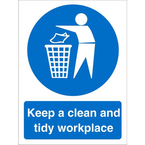 Mandatory Sign Tidy Workplace vinyl 20 x 15 cm