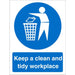 Mandatory Sign Tidy Workplace Plastic 30 x 20 cm