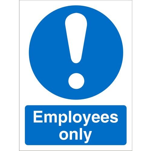 Mandatory Sign Employees Plastic Blue, White 20 x 15 cm