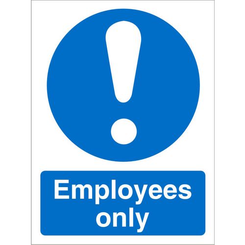 Mandatory Sign Employees Plastic Blue, White 30 x 20 cm