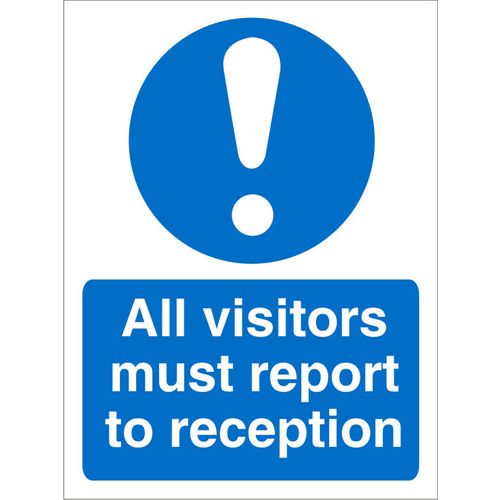 Mandatory Sign All Visitors Report to Reception Vinyl 30 x 20 cm