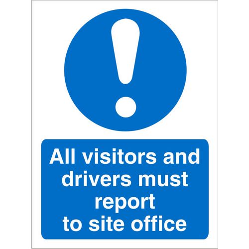 Mandatory Sign Visitors and Drivers Report to Office Vinyl 20 x 15 cm