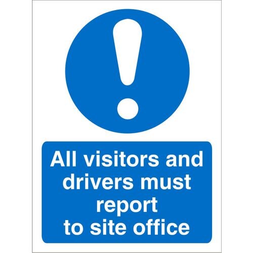 Mandatory Sign Visitors and Drivers Report to Office Vinyl 30 x 20 cm