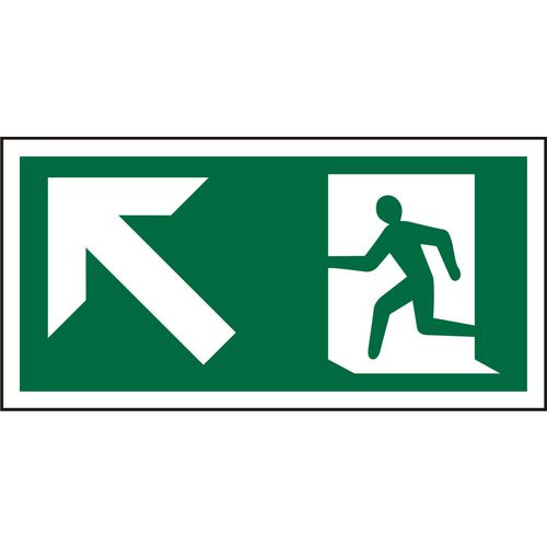 Fire Exit Sign with Up Left Arrow Plastic 15 x 30 cm