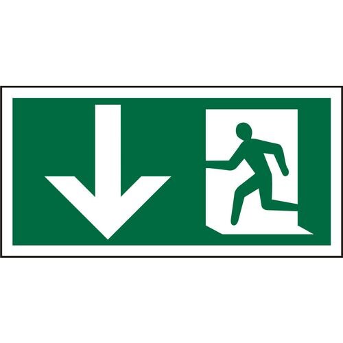 Fire Exit Sign with Down Arrow Plastic 15 x 30 cm