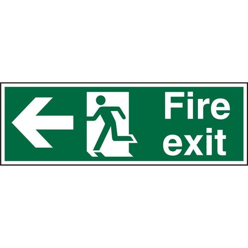 Fire Exit Sign with Left Arrow Plastic 20 x 60 cm