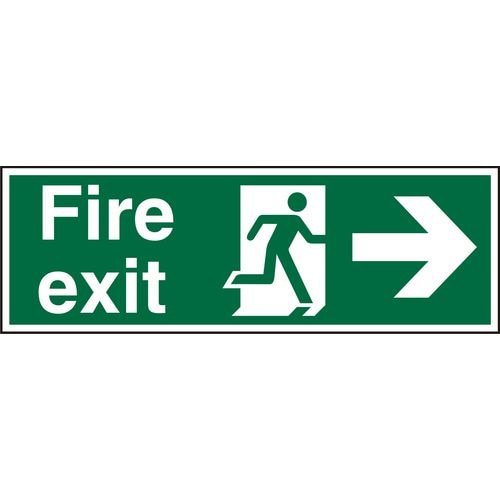 Fire Exit Sign with Right Arrow Plastic 10 x 30 cm