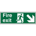 Fire Exit Sign with Down Right Arrow Plastic 10 x 30 cm