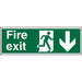 Fire Exit Sign with Down Arrow Plastic 10 x 30 cm