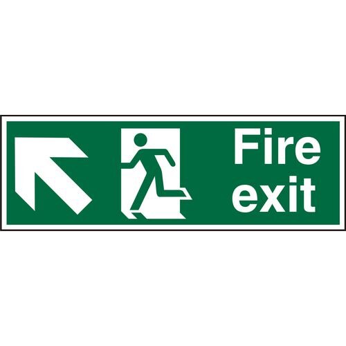 Fire Exit Sign with Up Left Arrow Vinyl 15 x 45 cm