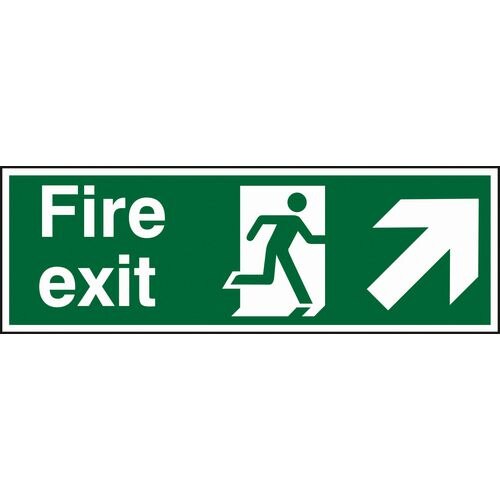 Fire Exit Sign with Up Right Arrow Plastic 10 x 30 cm