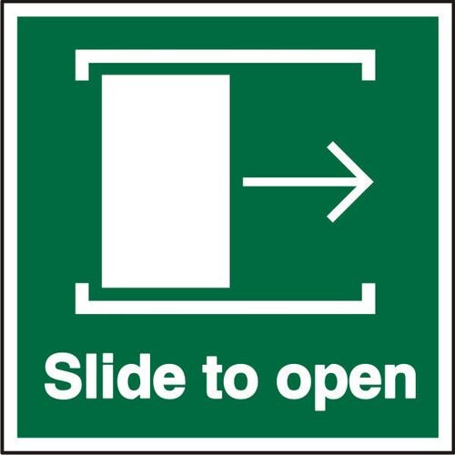 Exit Sign Slide To Open with Right Arrow Vinyl 15 x 15 cm