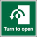 Exit Sign Turn To Open with Anti-Clockwise Arrow Vinyl 10 x 10 cm