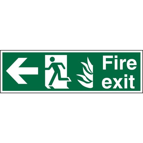 Fire Exit Sign with Left Arrow Vinyl 20 x 60 cm