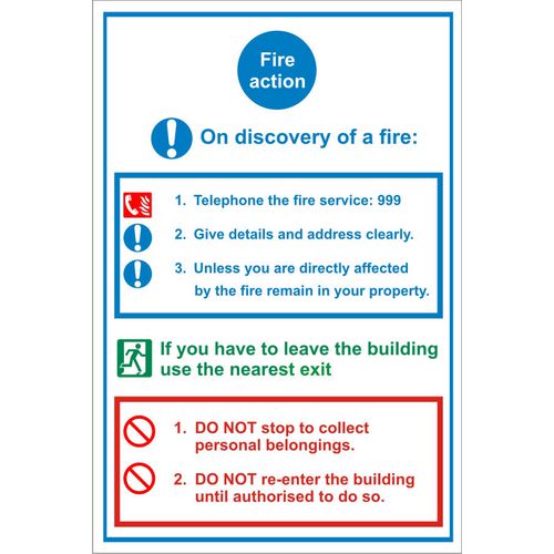 Fire Action Sign On Discovery of Fire Vinyl 20 x 15 cm